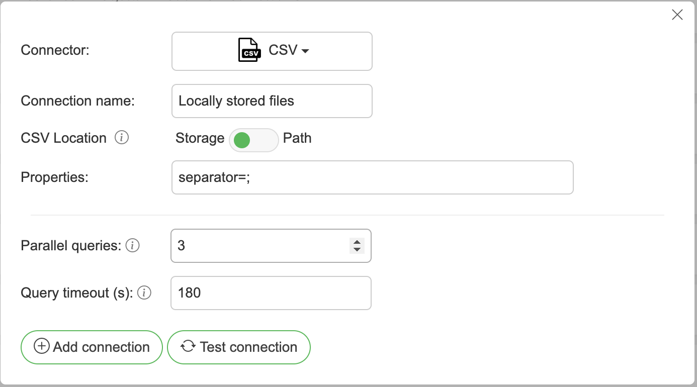 Connections local csv