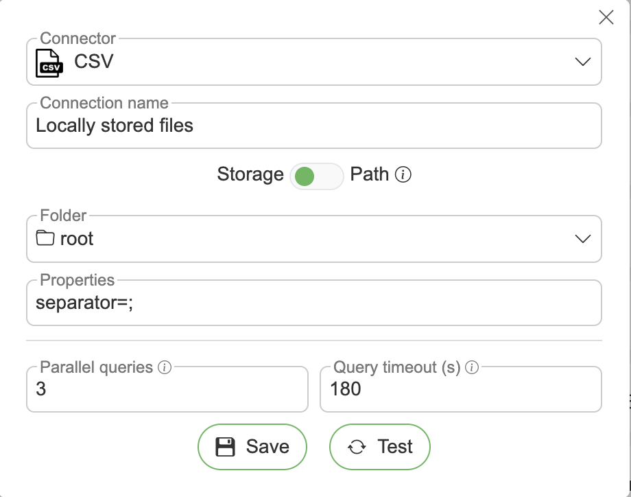 Connections example csv