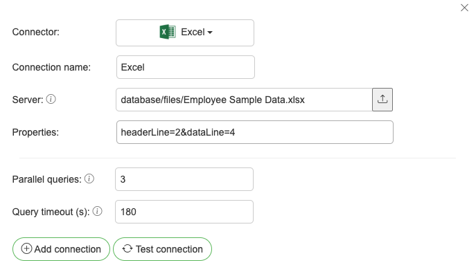 Connections example excel